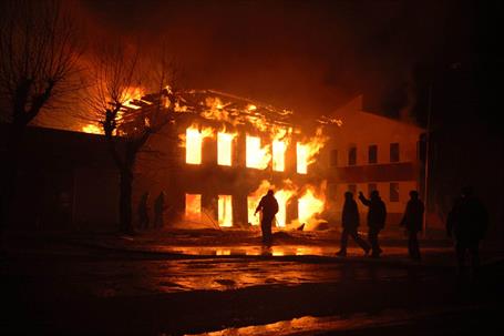 building on fire