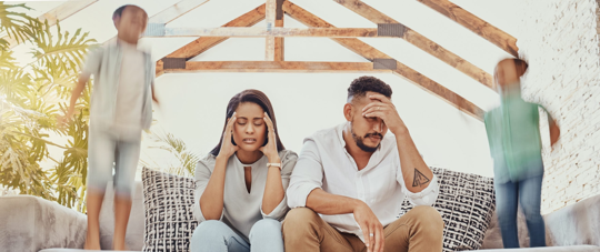 tired parents and running children.